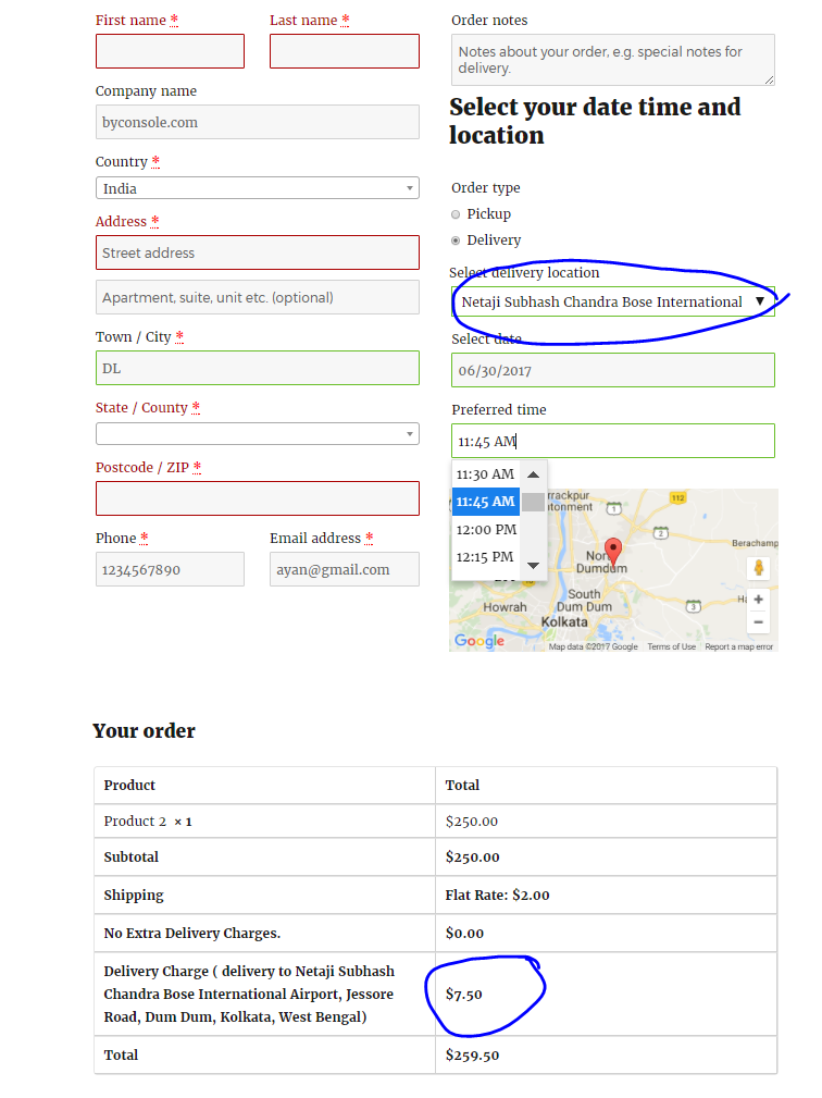 Location basis extra shipping charge in WooCommerce checkout page with WooODT Extended