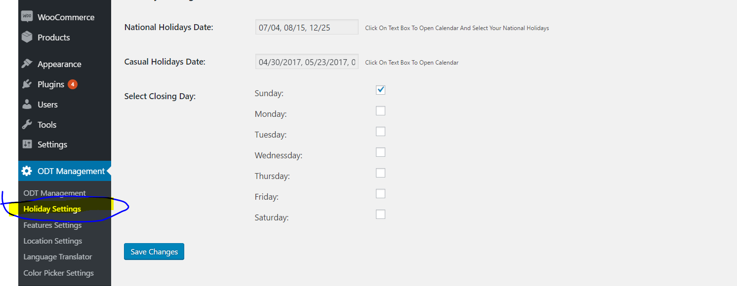 Setting up store closing days for WooCommerce store