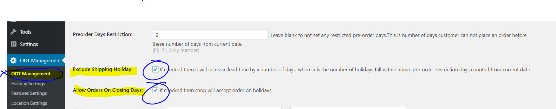 Lead time management for orders posted on store closing days - WooODT Extended